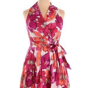 Evan Picone Pink and Orange Floral Sleeveless Dress